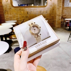 Versace Vanitas |Nữ Giới |Vàng Gold |Dây Da Màu Nude |Máy Pin (Quartz) |Size 30mm