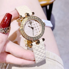 Versace Vanitas |Nữ Giới |Vàng Gold |Dây Da Màu Nude |Máy Pin (Quartz) |Size 30mm
