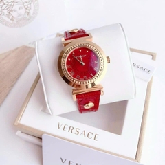 Versace Vanity |Nữ Giới |Mặt Đỏ |Rose Gold |Dây Da Đỏ |Máy Pin (Quartz) |Size 35mm