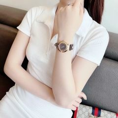 Versace Vanity |Nữ Giới |Vàng Gold |Dây Da Màu Đen |Máy Pin (Quartz) |Size 35mm