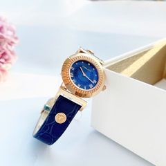 Versace Vanity |Nữ Giới |Vàng Gold |Dây Da Xanh Dương |Máy Pin (Quartz) |Size 35mm