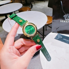 Versace Vanity |Nữ Giới |Vàng Gold |Dây Da Xanh Lá |Máy Pin (Quartz) |Size 35mm