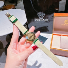 Versace Vanity |Nữ Giới |Vàng Gold |Dây Da Xanh Lá |Máy Pin (Quartz) |Size 35mm