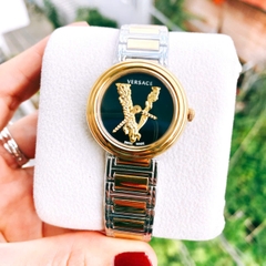 Versace Virtus Mini |Nữ Giới |Mặt Đen |Dây Kim Loại Demi Vàng |Máy Pin (Quartz) |Size 28mm
