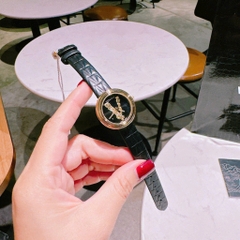 Versace Virtus Mini |Nữ Giới |Vàng Gold |Dây Da Màu Đen |Máy Pin (Quartz) |Size 28mm