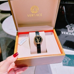 Versace Virtus Mini |Nữ Giới |Vàng Gold |Dây Da Màu Đen |Máy Pin (Quartz) |Size 28mm
