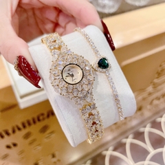 Versace Mặt Đính Pha Lê |Nữ Giới |Bông Hoa |Lắc Tay Vàng Gold |Máy Pin (Quartz) |Size 33mm
