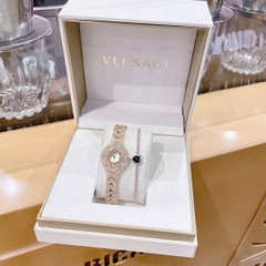 Versace Mặt Đính Pha Lê |Nữ Giới |Bông Hoa |Lắc Tay Vàng Gold |Máy Pin (Quartz) |Size 33mm