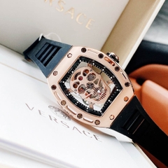 Xcer Hình Đầu Lâu |Nam Giới |Mặt Oval |Rose Gold |Dây Silicone Đen |Máy Pin (Quartz) |Size 42mm