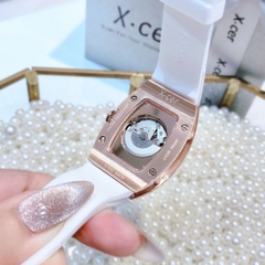 Xcer Lộ Cơ |Nữ Giới |Mặt Đính Đá |Rose Gold |Dây Silicone Trắng |Máy Tự Động (Automatic) |Size 36mm