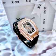 Xcer Lộ Cơ Skeleton |Nữ Giới |Rose Gold |Dây Silicone Đen |Máy Tự Động (Automatic) |Size 36mm