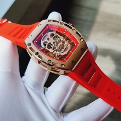Xcer Lộ Máy |Nam Giới |Mặt Đầu Lâu |Rose Gold |Dây Cao Su Đỏ |Máy Pin (Quartz) |Size 42mm