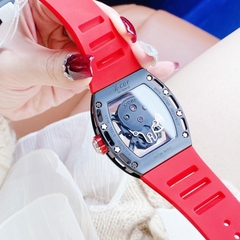 Xcer Lộ Máy |Nam Giới |Mặt Oval |Full Đen |Dây Silicone Đỏ |Máy Pin (Quartz) |Size 42mm