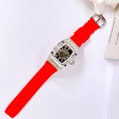 Xcer Lộ Máy |Nữ Giới |Mặt Chữ Nhật |Đính Đá |Dây Silicone Đỏ |Máy Tự Động (Automatic) |Size 36mm