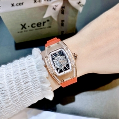Xcer Lộ Máy |Nữ Giới |Mặt Chữ Nhật |Rose Gold |Dây Silicone Đỏ |Máy Tự Động (Automatic) |Size 36mm
