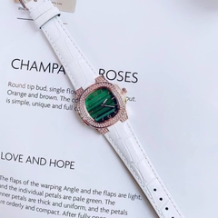 Xcer Mặt Vuông Xanh Lá |Nữ Giới |Rose Gold |Dây Da Trắng |Máy Pin (Quartz) |Size 30mm