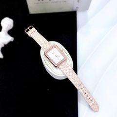 Xcer Mặt Vuông |Nữ Giới |Nạm Đá |Rose Gold |Dây Da Trám Kem |Máy Pin (Quartz) |Size 28mm