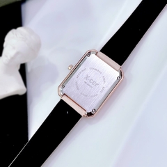 Xcer Mặt Vuông |Nữ Giới |Nạm Đá |Rose Gold |Dây Da Trám Kem |Máy Pin (Quartz) |Size 28mm