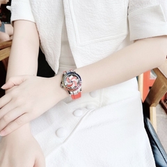 Xcer Mặt Xoay |Nữ Giới |Đính Đá |Rose Gold |Dây Cao Su Đỏ |Máy Pin (Quartz) |Size 38mm