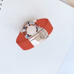 Xcer Mặt Xoay |Nữ Giới |Đính Đá |Rose Gold |Dây Cao Su Đỏ |Máy Pin (Quartz) |Size 38mm