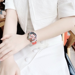 Xcer Mặt Xoay |Nữ Giới |Đính Đá |Silver |Dây Cao Su Đỏ |Máy Pin (Quartz) |Size 38mm