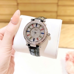 Xcer Ông Mặt Trời |Nữ Giới |Đính Đá |Silver |Dây Da Đen |Máy Pin (Quartz) |Size 38mm