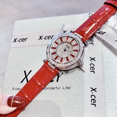 Xcer Ông Mặt Trời |Nữ Giới |Mặt Full Đá |Silver |Dây Da Đỏ |Máy Pin (Quartz) |Size 38mm
