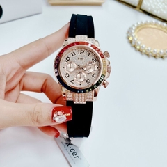 Xcer Rainbow |Nữ Giới |Đính Đá Rose Gold |Dây Silicone Đen |Máy Pin (Quartz) |Size 38mm
