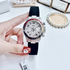 Xcer Rainbow |Nữ Giới |Đính Đá Silver |Dây Silicone Đen |Máy Pin (Quartz) |Size 38mm