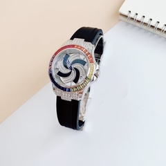 Xcer Rainbow |Nữ Giới |Mặt Xoay |Silver |Dây Cao Su Đen |Máy Pin (Quartz) |Size 38mm