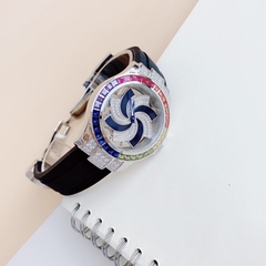 Xcer Rainbow |Nữ Giới |Mặt Xoay |Silver |Dây Cao Su Đen |Máy Pin (Quartz) |Size 38mm