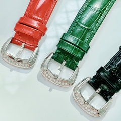 Xcer Tựa Cartier |Nữ Giới |Đính Đá |Trắng Silver |Dây Da Đỏ |Máy Pin (Quartz) |Size 36mm