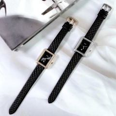 Xcer Tựa Chanel |Nữ Giới |Mặt Chữ Nhật |Đính Đá |Rose Gold |Dây Da Đen |Máy Pin (Quartz) |Size 28mm