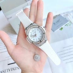 Xcer Tựa Hublot |Nữ Giới |Đính Đá Silver |Dây Silicone Trắng |Máy Pin (Quartz) |Size 36mm