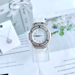 Xcer Tựa Hublot |Nữ Giới |Đính Đá Silver |Dây Silicone Trắng |Máy Pin (Quartz) |Size 36mm