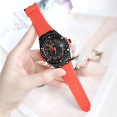 Xcer Tựa Hublot |Nữ Giới |Full Đá Đen |Dây Cao Su Đỏ |Máy Pin (Quartz) |Size 34mm