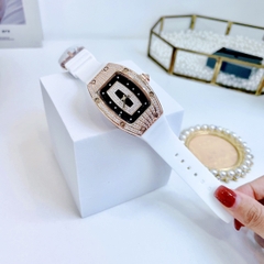 Xcer Tựa Richard Mille |Nữ Giới |Đính Đá |Rose Gold |Dây Silicone Trắng |Máy Pin (Quartz) |Size 36mm