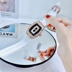 Xcer Tựa Richard Mille |Nữ Giới |Đính Đá |Rose Gold |Dây Silicone Trắng |Máy Pin (Quartz) |Size 36mm