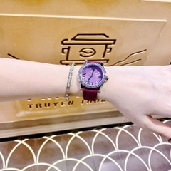 Chopard Happy Sport |Nữ Giới |Đính Đá Rơi |Dây Da Màu Tím |Máy Pin (Quartz) |Size 34mm