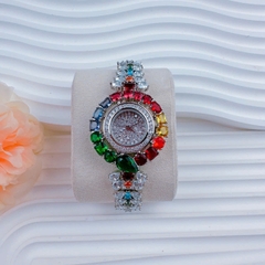 Chopard Mặt Đính Pha Lê Nhiều Màu |Nữ Giới |Vòng Tay Silver |Máy Pin (Quartz) |Size 35mm