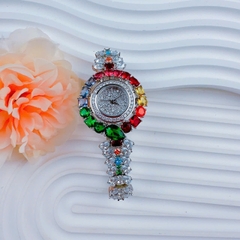 Chopard Mặt Đính Pha Lê Nhiều Màu |Nữ Giới |Vòng Tay Silver |Máy Pin (Quartz) |Size 35mm