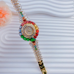 Chopard Full Đá 7 Màu |Nữ Giới |Dây Kim Loại Vàng Gold |Máy Pin (Quartz) |Size 35mm