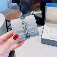 Chopard Mặt Bông Hoa Xanh Lá |Nữ Giới |Lắc Tay Đính Đá Silver |Máy Pin (Quartz) |Size 34mm