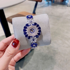 Chopard Đính Pha Lê Xanh Dương |Nữ Giới |Vòng Tay Hoa Mai Silver |Máy Pin (Quartz) |Size 34mm