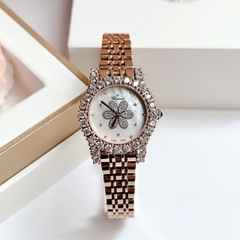 Chopard Mặt Xà Cừ |Nữ Giới |Bông Hoa Đính Đá |Dây Kim Loại Rose Gold |Máy Pin (Quartz) |Size 30mm