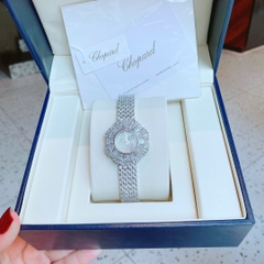 Chopard Khảm Pha Lê |Nữ Giới |Dây Kim Loại Đính Full Đá Silver |Máy Pin (Quartz) |Size 32mm