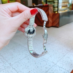 Chopard Khảm Pha Lê |Nữ Giới |Dây Kim Loại Đính Full Đá Silver |Máy Pin (Quartz) |Size 32mm