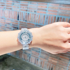 Chopard Đính Đá Rơi |Nữ Giới |Silver |Lắc Tay Full Pha Lê |Máy Pin (Quartz) |Size 36mm