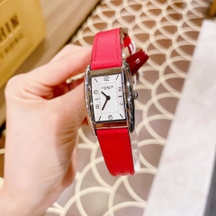 Coach Reese |Nữ Giới |Mặt Chữ Nhật |Silver |Dây Da Màu Đỏ |Máy Pin (Quartz) |Size 24x35mm