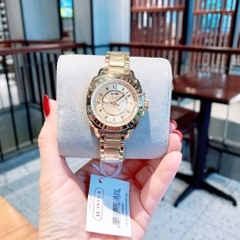 Coach Boyfriend |Nữ Giới |Mặt Tròn |Đính Đá |Dây Kim Loại Vàng Gold |Máy Pin (Quartz) |Size 35mm